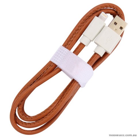 PU Leather Data Charge Sync Lighting Cable Brown× 2