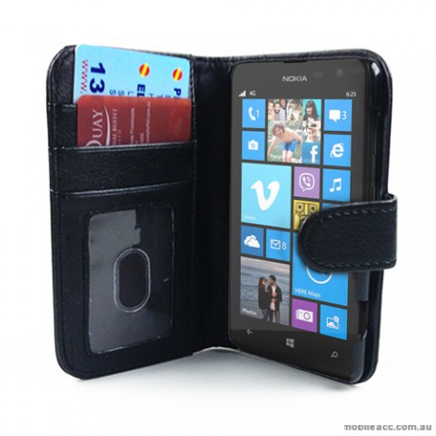 Synthetic Leather Wallet Case for Nokia Lumia 625 - Black