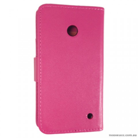 Synthetic Leather Wallet Case Cover for Nokia Lumia 630 635 - Hot Pink