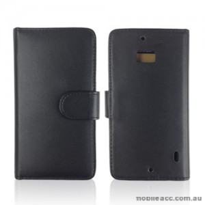 Synthetic Leather Wallet Case Cover for Nokia Lumia 930 - Black
