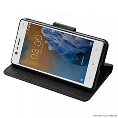Mooncase Stand Wallet Case For Nokia 3 - Black 