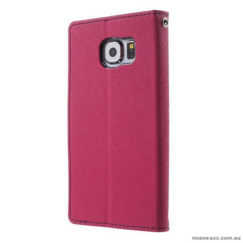 Korean Mercury Fancy Diary Wallet Case Cover for Samsung Galaxy S6 Hot Pink