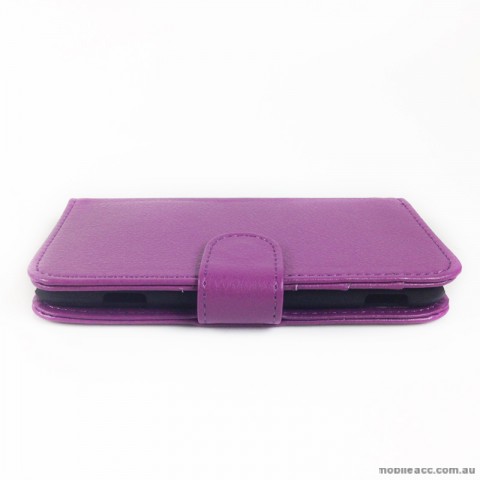Litchi Skin Synthetic PU Leather Wallet Case for Samsung Galaxy Ativ S i8750 - Purple