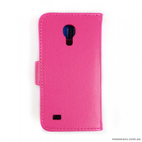 Litchi Skin Wallet Case for Samsung Galaxy S4 IV mini i9195 - Hot Pink