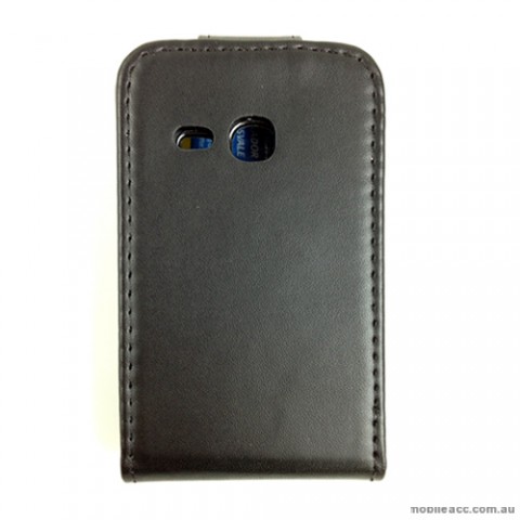 Synthetic Leather Flip Case for Telstra Samsung Galaxy Young S6310 - Black 