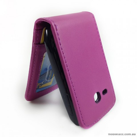 Synthetic Leather Flip Case for Telstra Samsung Galaxy Young S6310 - Purple