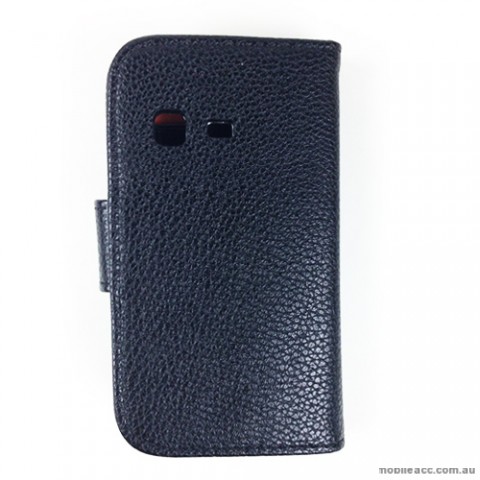 Synthetic Leather Wallet Case for Samsung Galaxy Pocket S5300 - Black