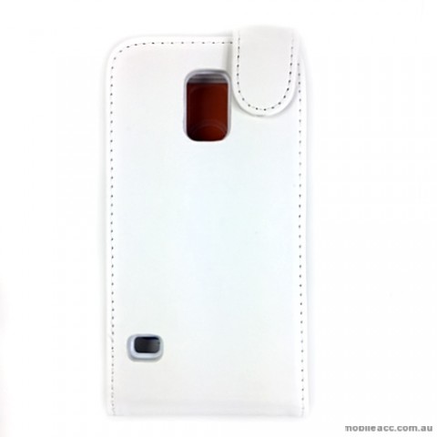 Synthetic Leather Flip Case Cover for Samsung Galaxy S5 - White