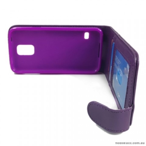 Synthetic Leather Flip Case Cover for Samsung Galaxy S5 - Purple