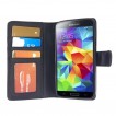 Synthetic Leather Wallet Case Cover for Samsung Galaxy S5 - Black