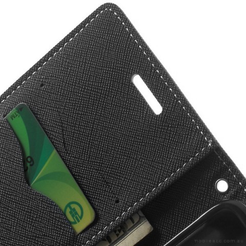 Korean Mercury Fancy Diary Wallet Case for Samsung Galaxy Alpha - Black