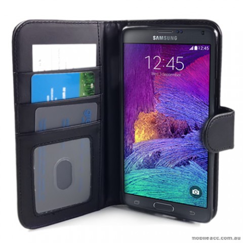 Synthetic Leather Wallet Case for Samsung Galaxy Note 4 - Black