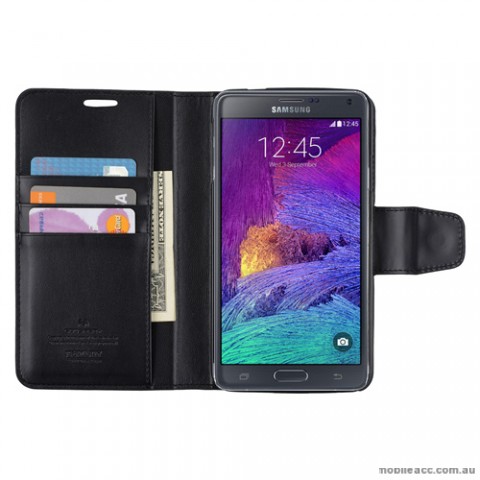 Korean Mercury Sonata Wallet Case for Samsung Galaxy Note 4 - Black