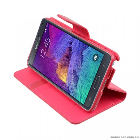 Korean Mercury Sonata Wallet Case for Samsung Galaxy Note 4 - Hot Pink