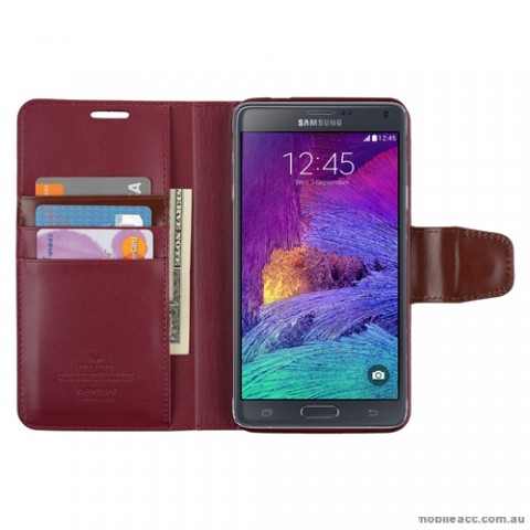 Korean Mercury Sonata Wallet Case for Samsung Galaxy Note 4 - Ruby