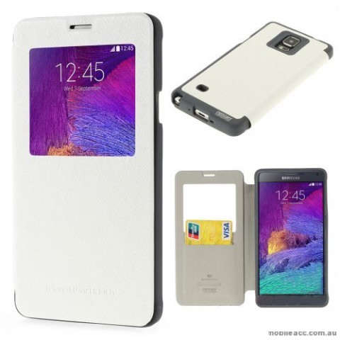 Korean WOW Window View Flip Cover for Samsung Galaxy Note 4 - White