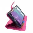 Synthetic Leather Wallet Pouch Case for Samsung Galaxy Note Edge Hot Pink