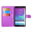 Synthetic Leather Wallet Pouch Case for Samsung Galaxy Note Edge Purple