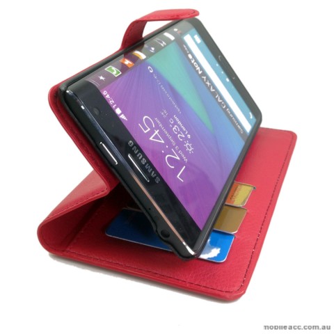 Synthetic Leather Wallet Pouch Case for Samsung Galaxy Note Edge  Red
