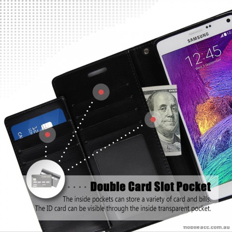 Korean Mercury Rich Diary Double Wallet Case for Samsung Galaxy Note Edge - Black