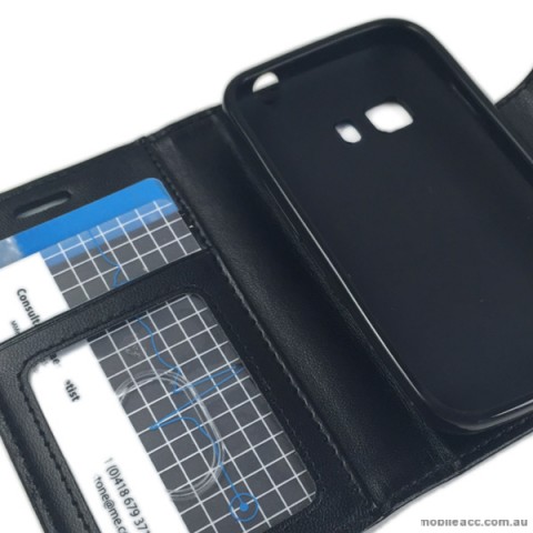 Synthetic Leather Wallet Case for Samsung Galaxy Young 2 - Black