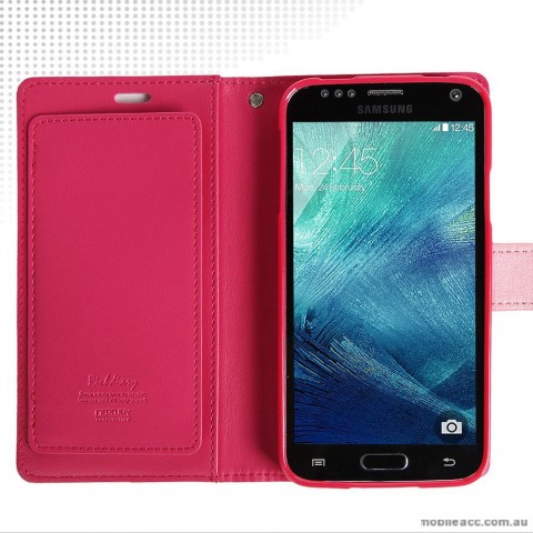 Korean Mercury Rich Diary Double Wallet Case for Samsung Galaxy S6 - Hot Pink