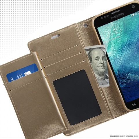 Korean Mercury Rich Diary Double Wallet Case for Samsung Galaxy S6 - Gold