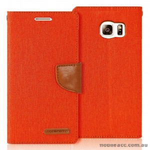 Korean Mercury Canvas Diary Wallet Case for Samsung Galaxy S6 Edge Orange