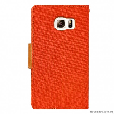 Korean Mercury Canvas Diary Wallet Case for Samsung Galaxy S6 Edge Orange