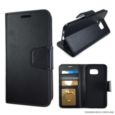 Standard Wallet Case Cover for Samsung Galaxy S6 Edge - Black