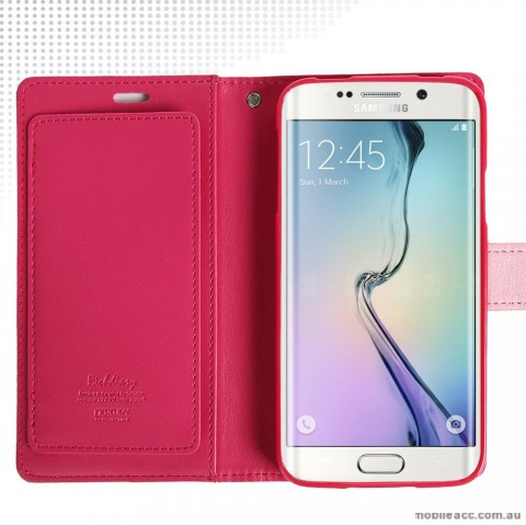 Korean Mercury Rich Double Wallet Case for Samsung Galaxy S6 Edge Pink
