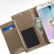 Korean Mercury Rich Double Wallet Case for Samsung Galaxy S6 Edge Gold