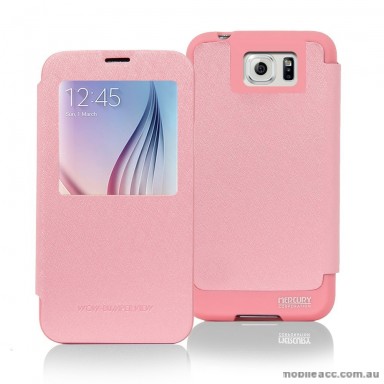 Korean Mercury WOW View Cover for Samsung Galaxy S6 Edge Light Pink
