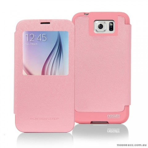 Korean Mercury WOW View Cover for Samsung Galaxy S6 Edge Light Pink