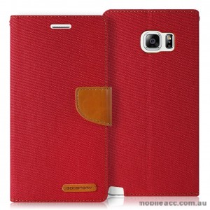Korean Mercury Canvas Diary Wallet Case for Samsung Galaxy S6 Edge Red