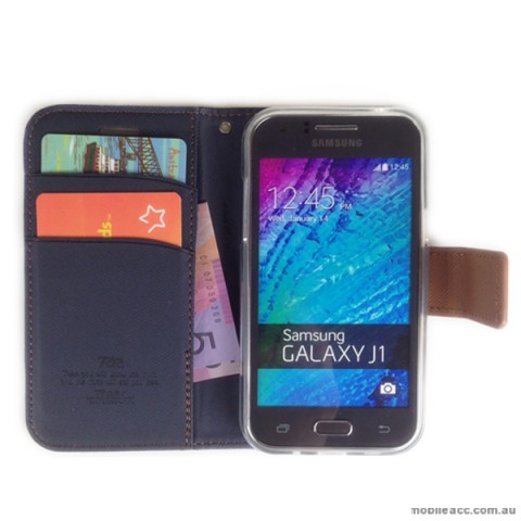 Korean Roar Simply Diary Wallet Case for Samsung Galaxy J1 - Navy