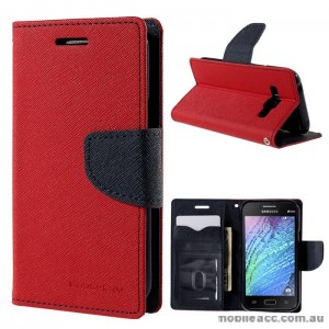 Mercury Goospery Fancy Diary Wallet Case for Samsung Galaxy J1 Red 