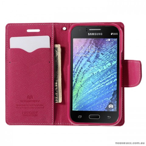 Korean Mercury Fancy Diary Wallet Case Cover for Samsung Galaxy J1 Hot Pink