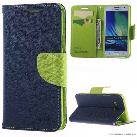 Korean Mercury Fancy Diary Wallet Case Cover for Samsung Galaxy J1 Blue