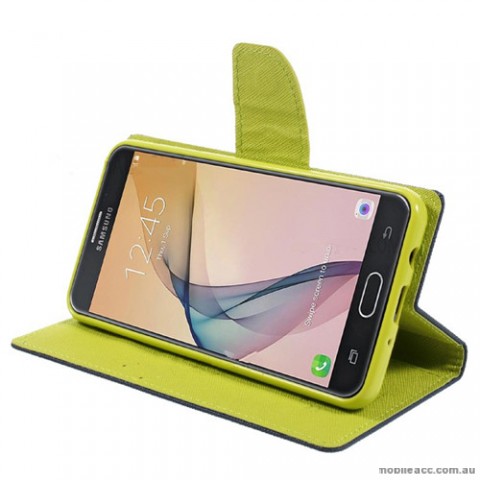 Mercury Goospery Fancy Diary Wallet Case For Samsung Galaxy J7 Prime - Navy