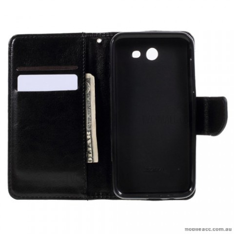 Mooncase Stand Wallet Case For Samsung Galaxy J3 Prime Black