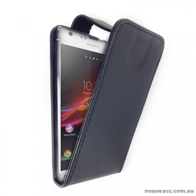 Synthetic Leather Flip Pouch Case with Card Slots for Sony Experia SP M35h