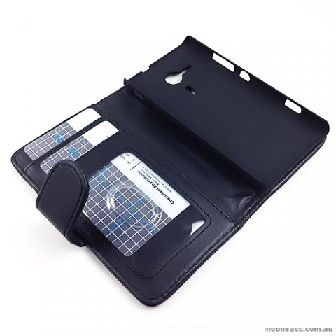 Synthetic Leather Wallet Case for Sony Xperia SP M35h - Black