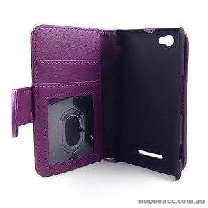 Synthetic Leather Wallet case for Sony Xperia M - Purple