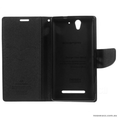 Korean Mercury Fancy Diary Wallet Case for Sony Xperia C3 - Black