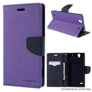 Korean Mercury Fancy Diary Wallet Case Cover for Sony Xperia C4 Purple