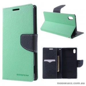 Korean Mercury Fancy Diary Wallet Case Cover for Sony Xperia C4 Green