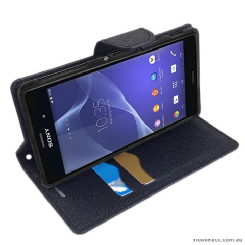Korean Mercury Fancy Diary Wallet Case for Sony Xperia Z3 - Black