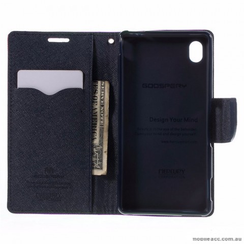 Korean Mercury Goospery Fancy Diary Wallet Case for Sony Xperia M4 Purple