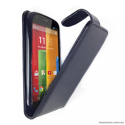 Synthetic Leather Flip Case Cover for Motorola Moto G - Black